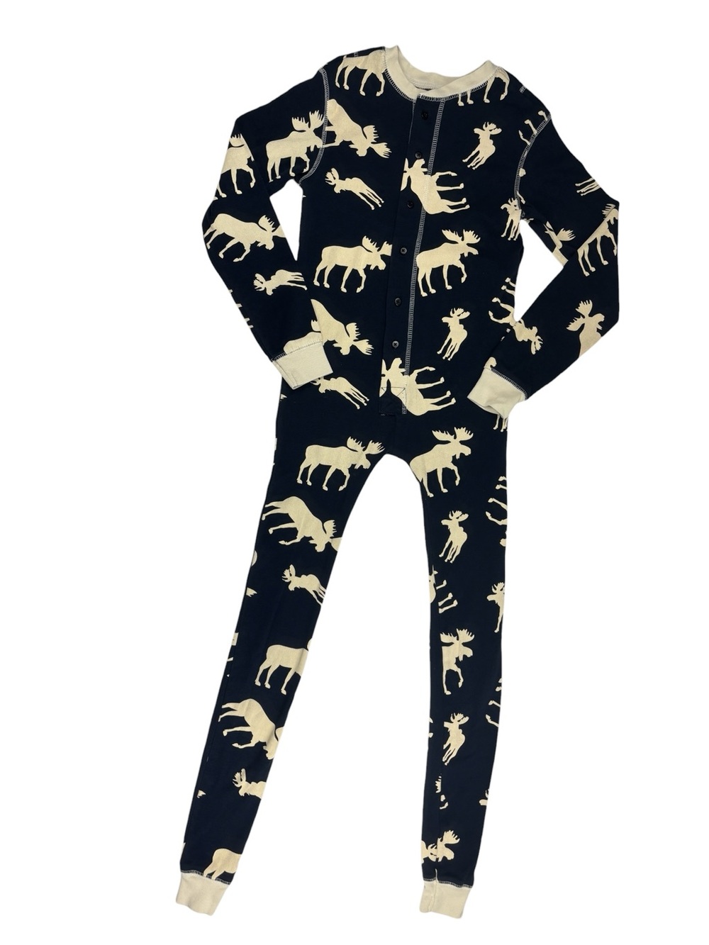 Lazy One Kids Classic Don't Moose With Me Blue Onesie Flapjack Pajamas Size 10
